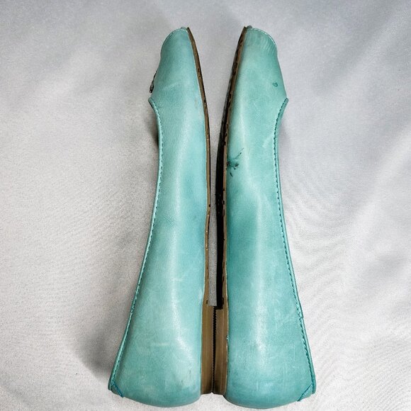 Fossil Flat Women's Size 8.5 Turquoise Leather Open Toe Butterfly - Picture 6 of 11